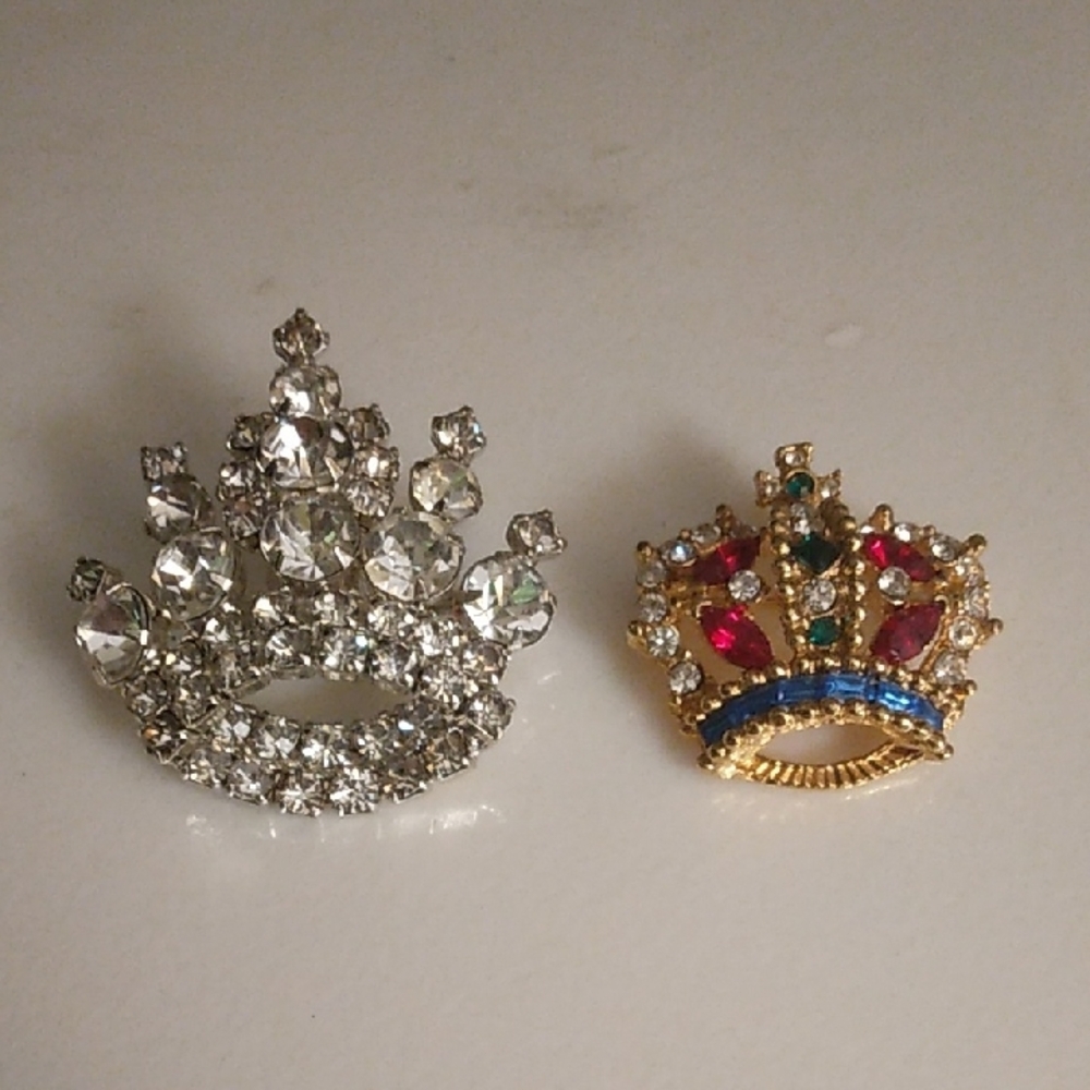Carina Regal Crown Brooch And White Rhinestone Crown